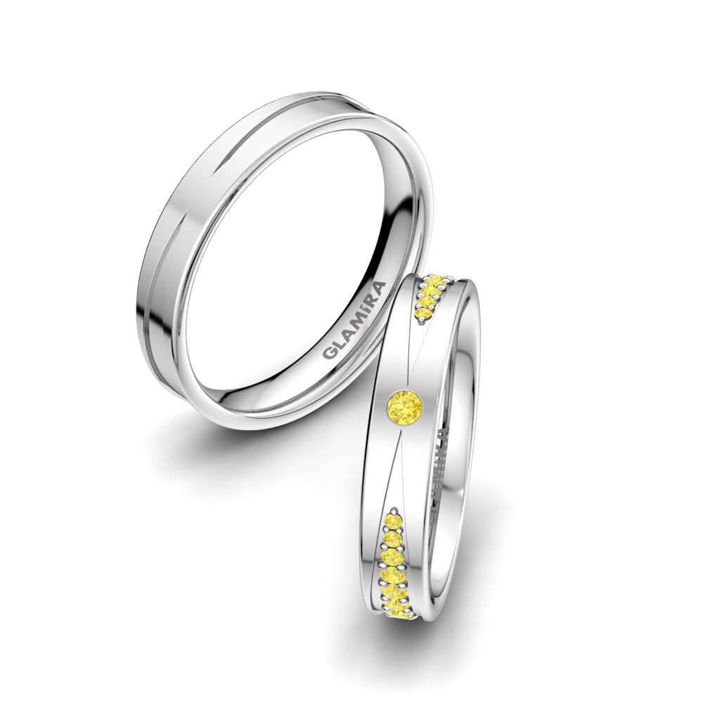 Yellow Sapphire Wedding Ring Unique Start 4 mm