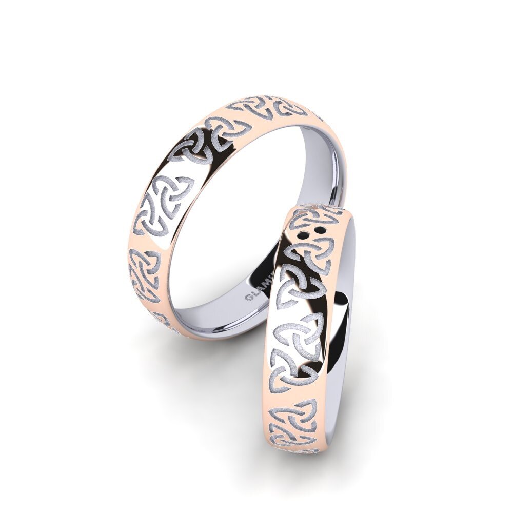 9k Oro Blanco & Rosa Zafiro negro Anillo de boda Charming Harmony 5 mm