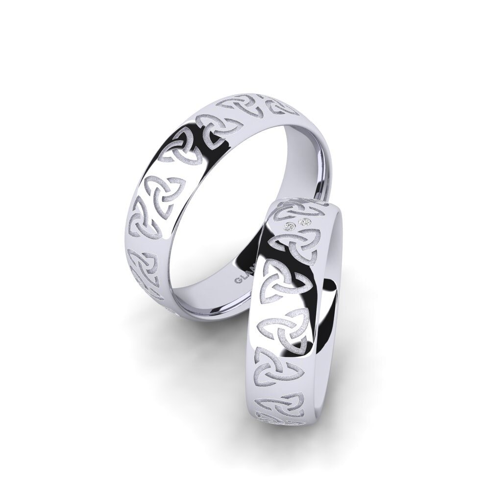 14k Oro Blanco Diamante Anillo de boda Charming Harmony 6 mm