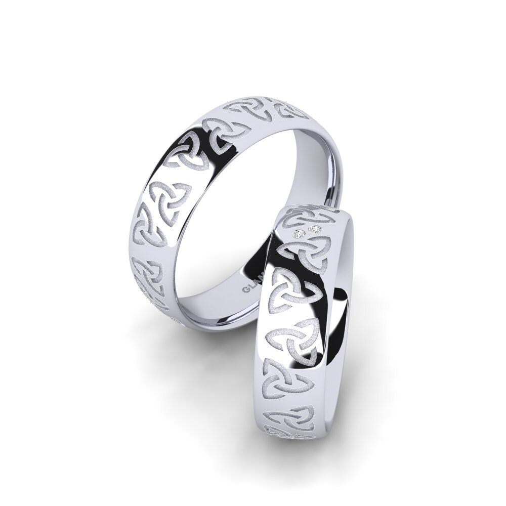 14ct White Gold White sapphire Wedding Ring Charming Harmony 6 mm