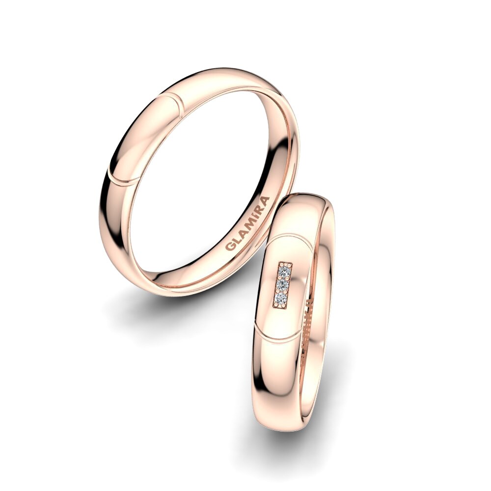 9k Rose Gold Wedding Ring Charming Queen 4 mm