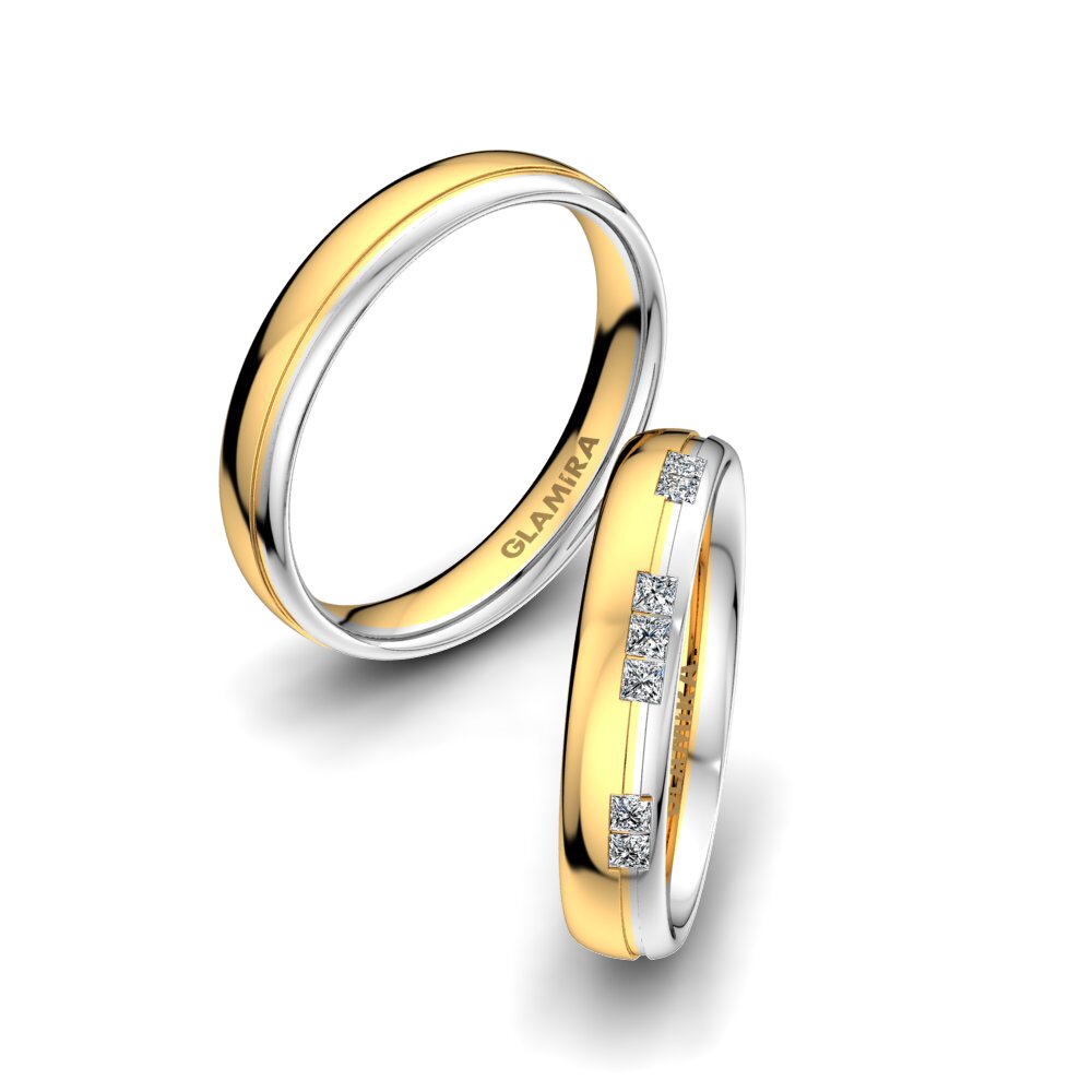 Anillo de boda Glorious Square 4 mm 14k Oro Amarillo/Blanco