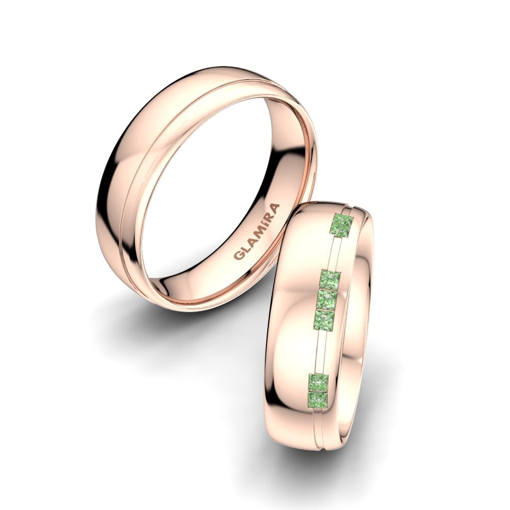 Green Diamond Wedding Ring Glorious Square 6 mm