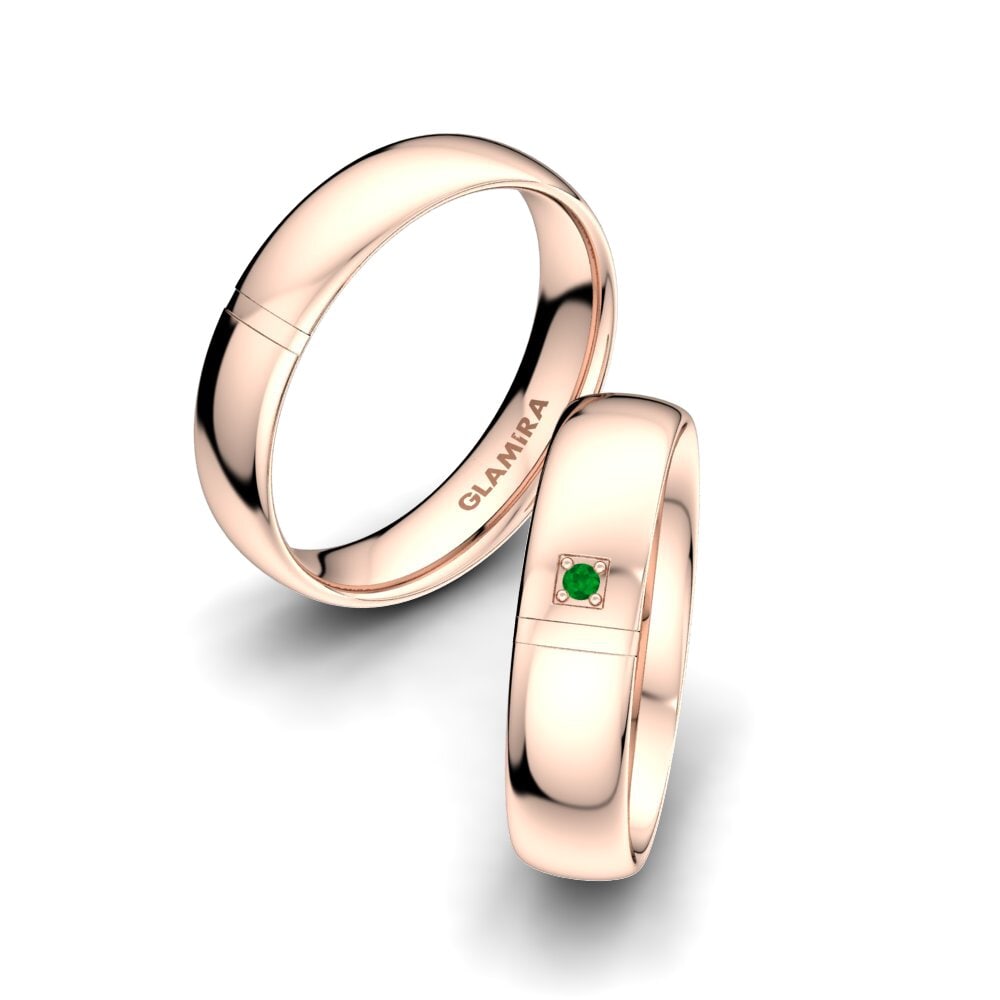 Or Rose18k Émeraude Bague de Mariage Attractive Theme 5 mm