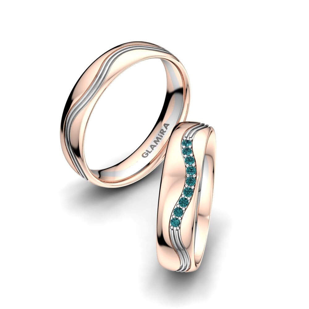 14K Rood & Wit Goud Blauwe Diamant Trouwring Heavenly Light 5 mm
