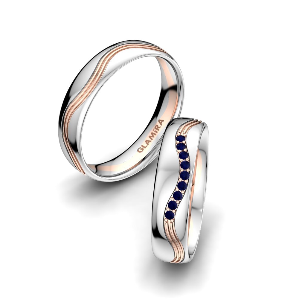 9k Oro Blanco & Rosa Zafiro Anillo de boda Heavenly Light 5 mm
