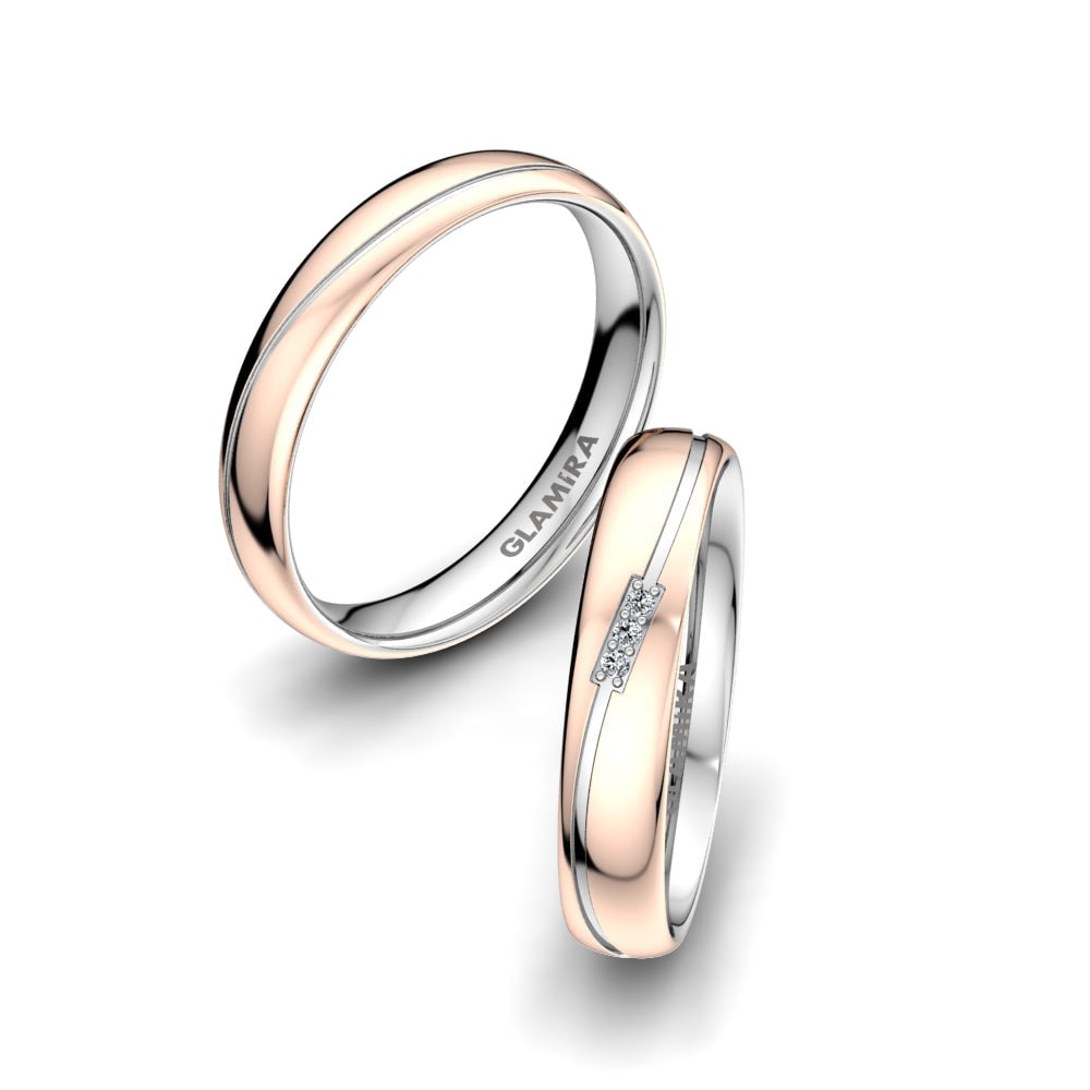 18k Rose & White Gold Wedding Ring Immortal Chic 4 mm