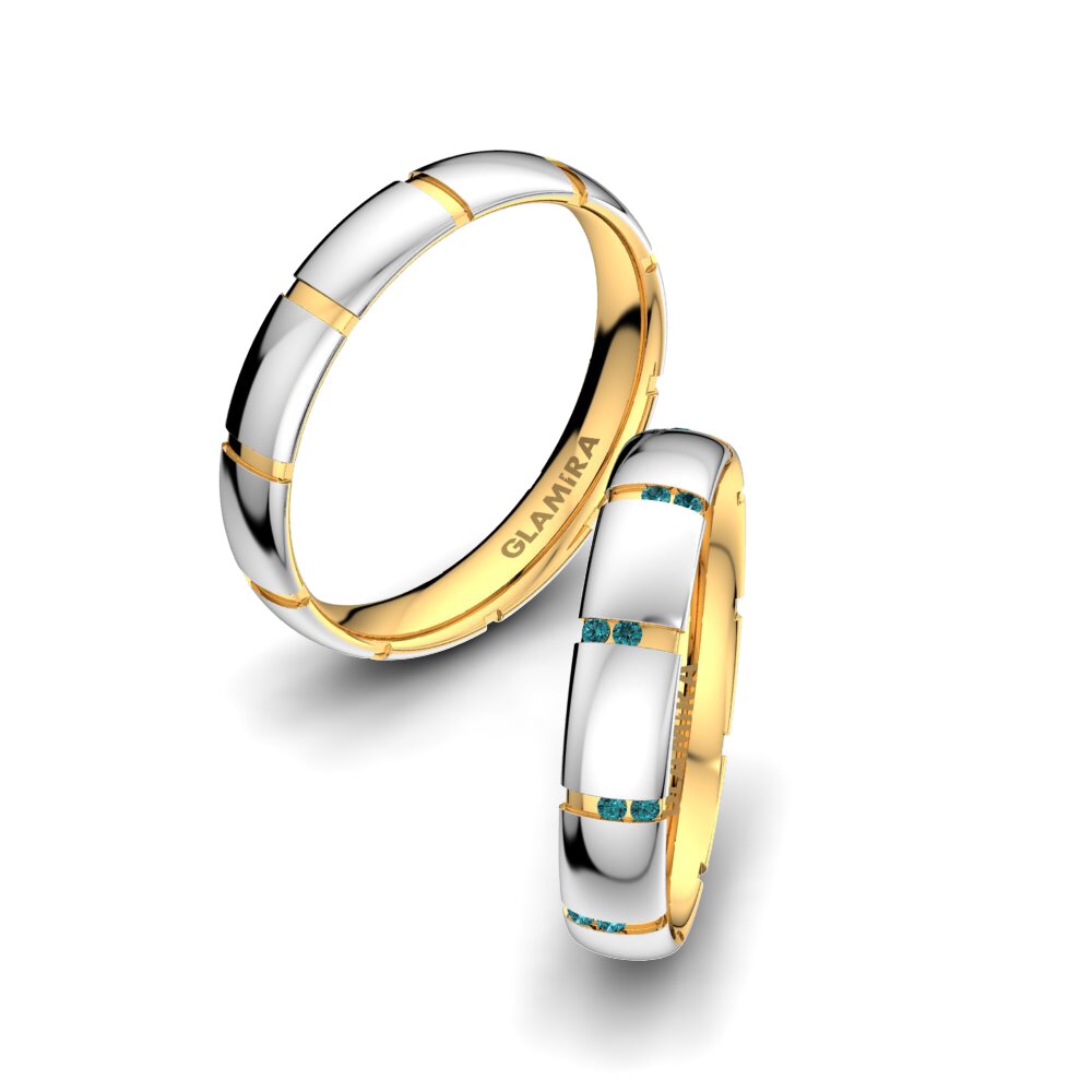 white_yellow-375 Diamante Azul Anel de Casamento Infinite Pretty 4 mm