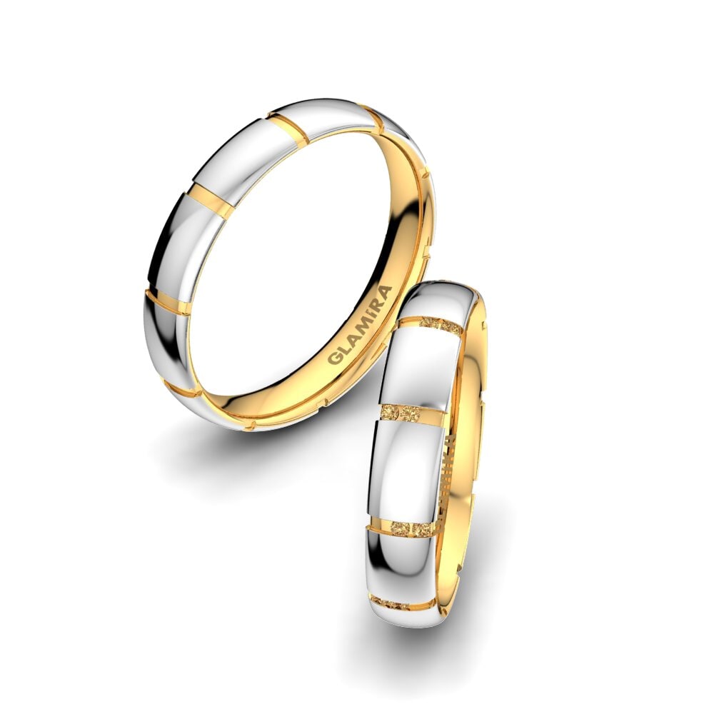 white_yellow-375 Diamante Castanho Anel de Casamento Infinite Pretty 4 mm