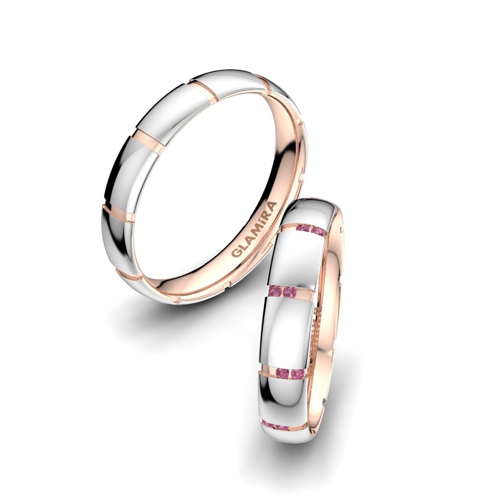 18ct White & Rose Gold Rhodolite Garnet Wedding Ring Infinite Pretty 4 mm