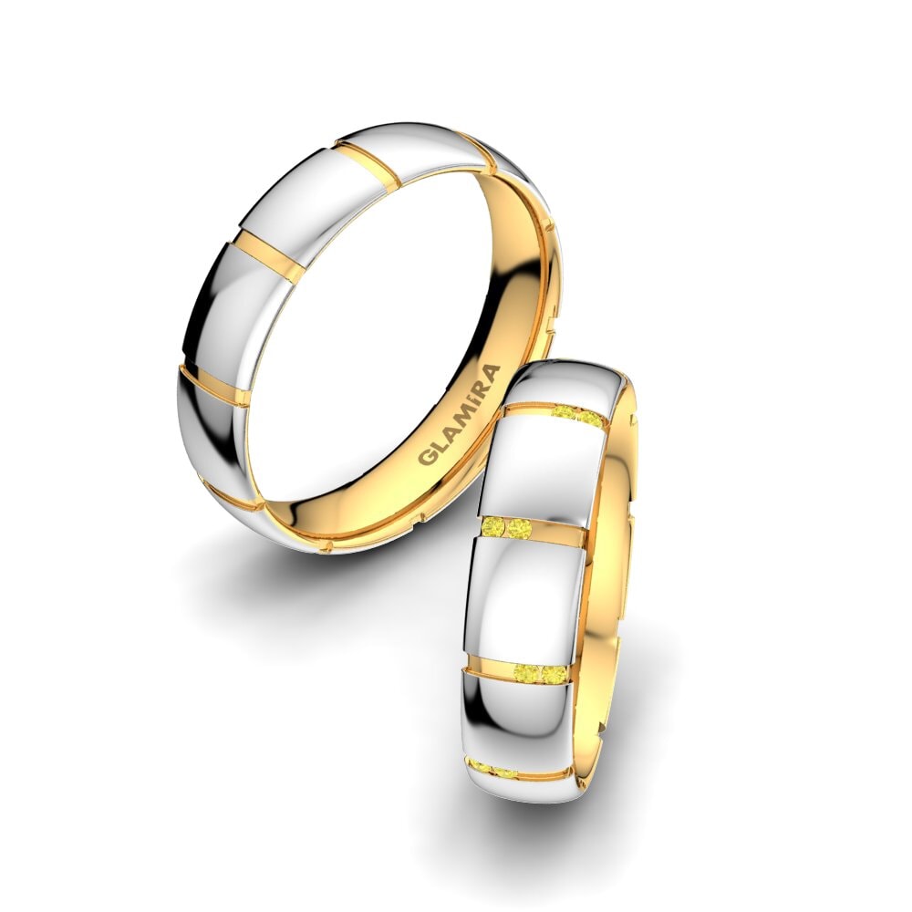 14ct White & Yellow Gold Yellow Sapphire Wedding Ring Infinite Pretty 5 mm