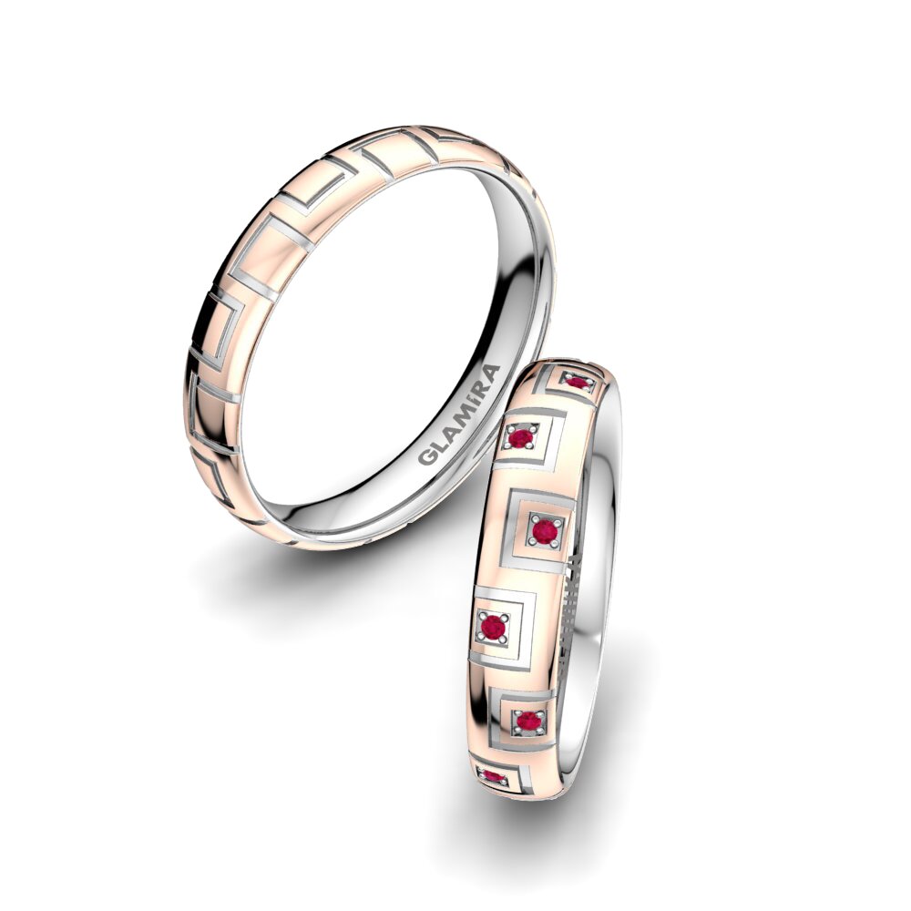 18K Rood & Wit Goud Robijn Trouwring Infinite Treasure 4 mm