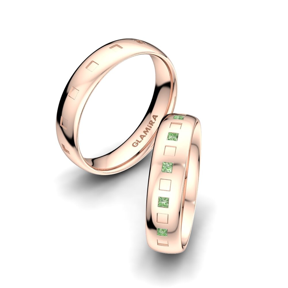 Green Diamond Wedding Ring Unique Trueness 5 mm