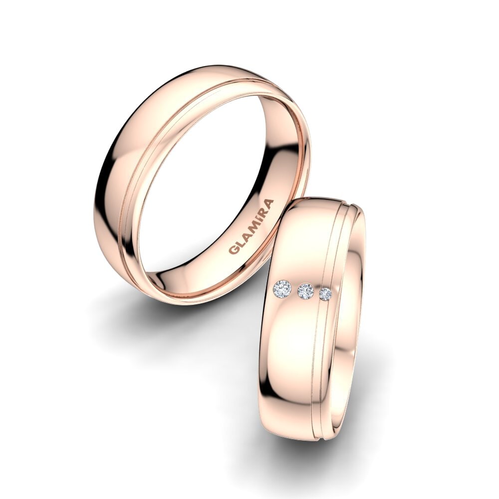 Or rose 14k Diamant Bague de Mariage Golden Dream 6 mm