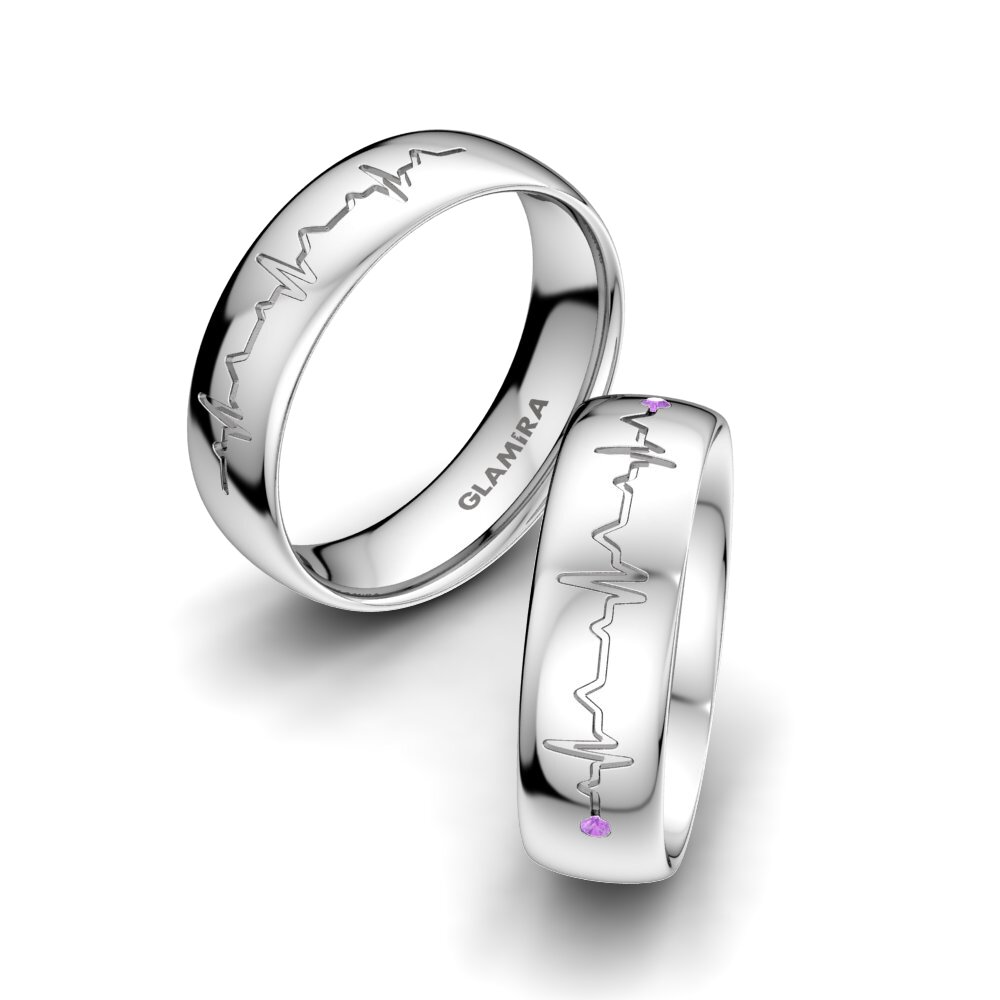 18ct White Gold Amethyst Wedding Ring Fantastic Spell 6 mm