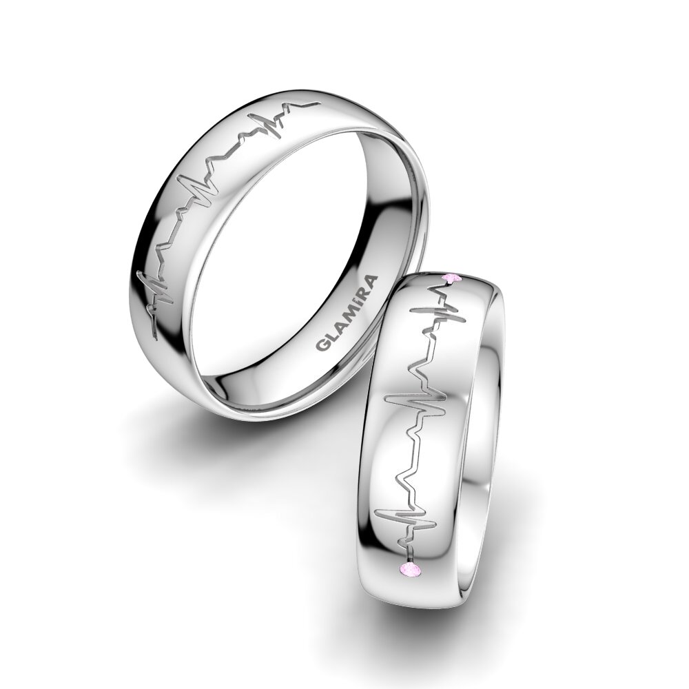 18ct White Gold Pink Sapphire Wedding Ring Fantastic Spell 6 mm
