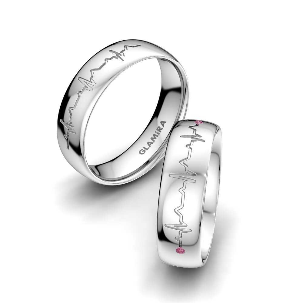 18ct White Gold Rhodolite Garnet Wedding Ring Fantastic Spell 6 mm