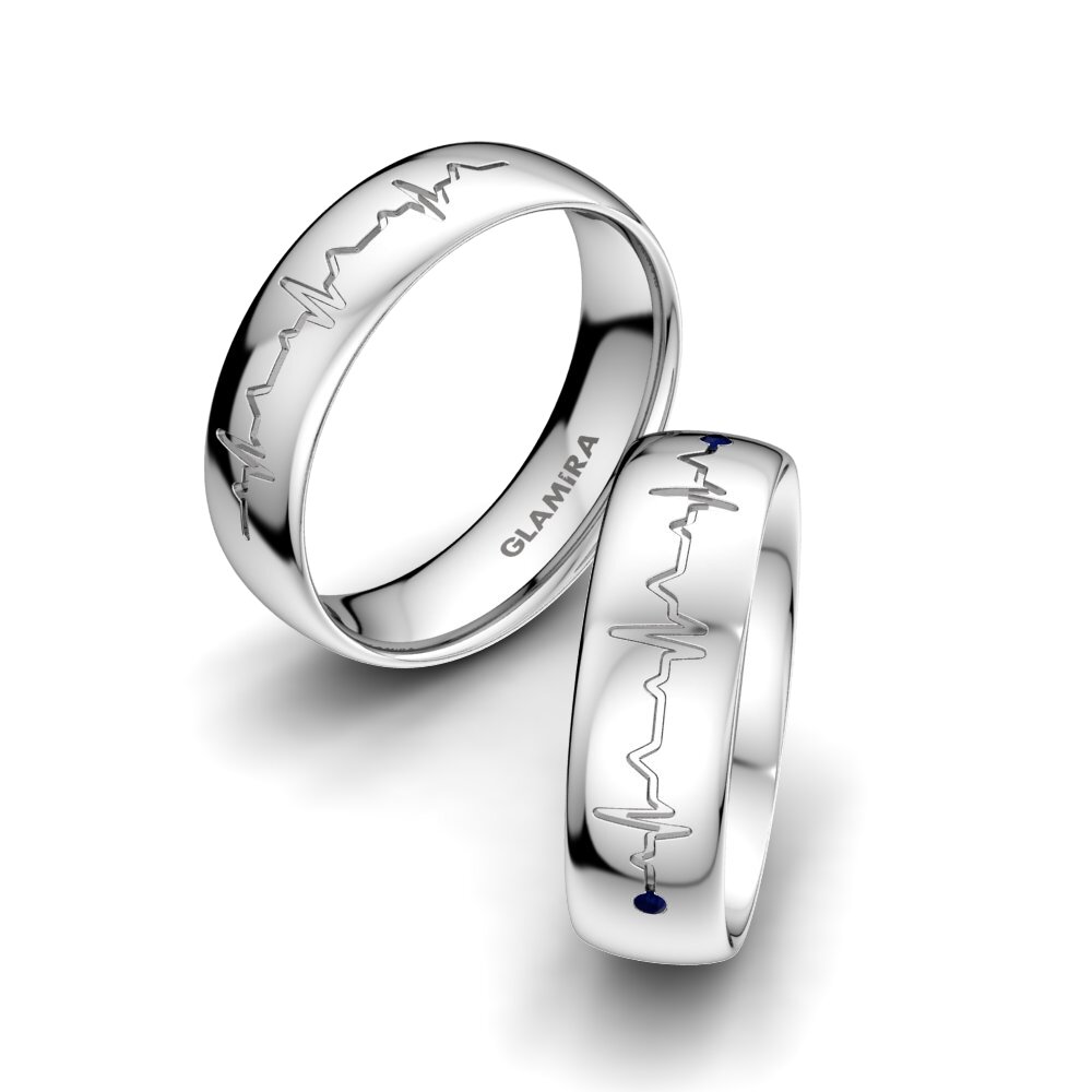 18ct White Gold Sapphire Wedding Ring Fantastic Spell 6 mm