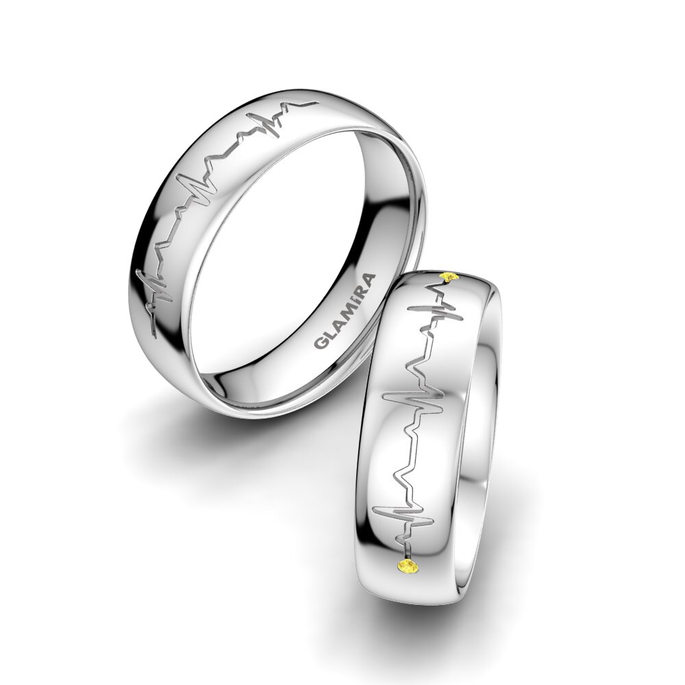 18ct White Gold Yellow Sapphire Wedding Ring Fantastic Spell 6 mm