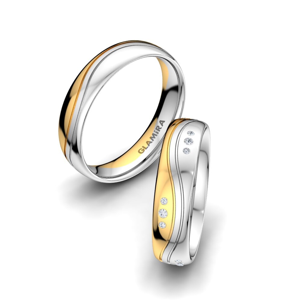 Or Jaune & Blanc 14k Diamant De Synthèse Bague de Mariage Forever Line 5 mm