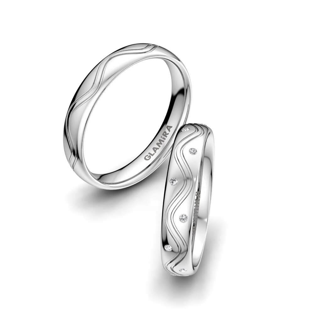 950 Palladium White sapphire Wedding Ring Glorious Dream 4 mm