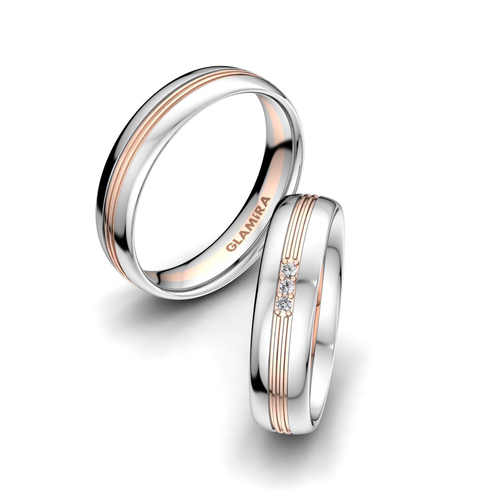 14ct White & Rose Gold White sapphire Wedding Ring Glorious Moment 5 mm