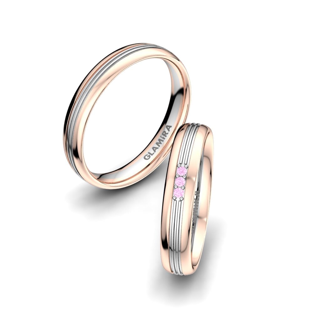 9k Oro Rosa & Blanco Zafiro Rosado Anillo de boda Glorious Moment 4 mm