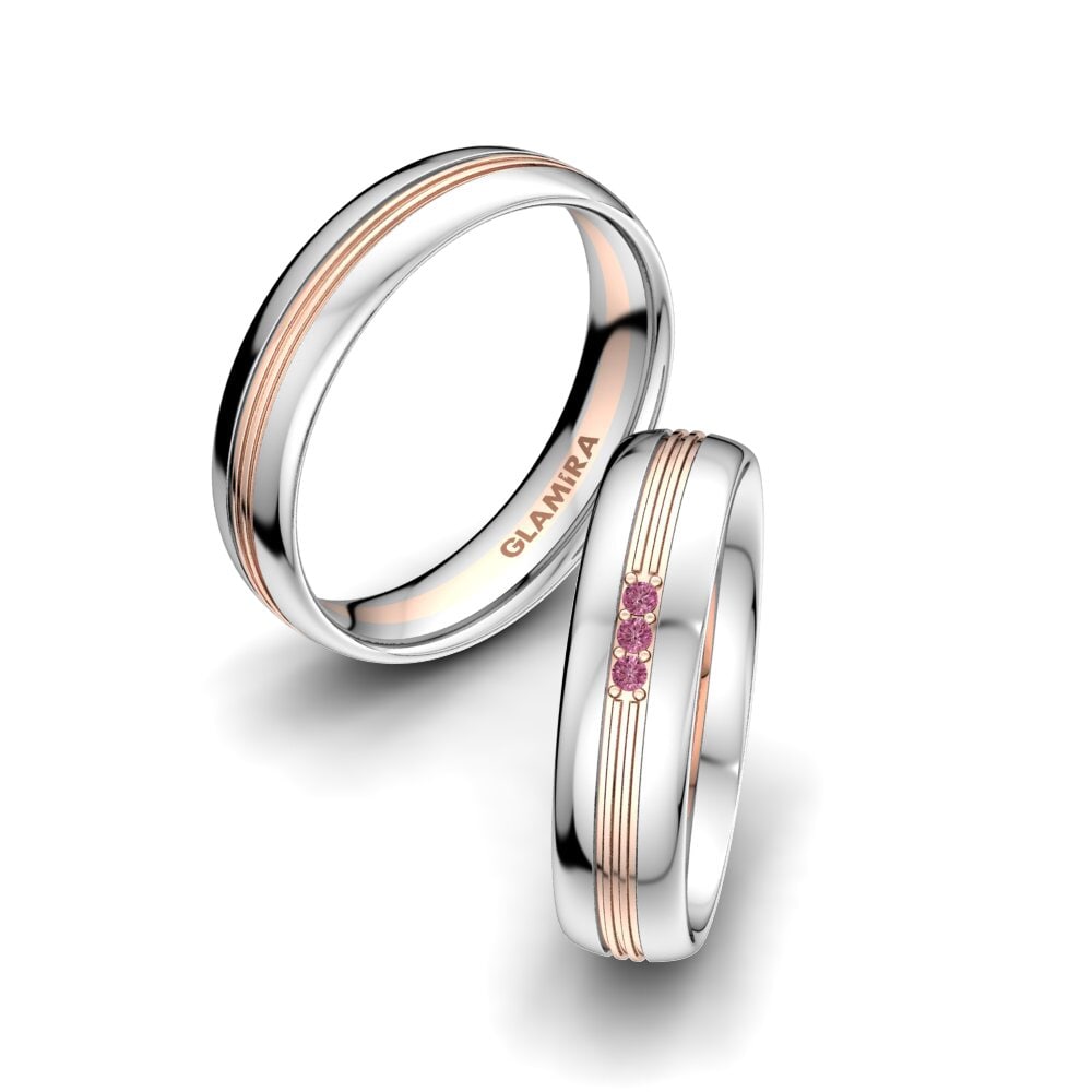 14ct White & Rose Gold Rhodolite Garnet Wedding Ring Glorious Moment 5 mm