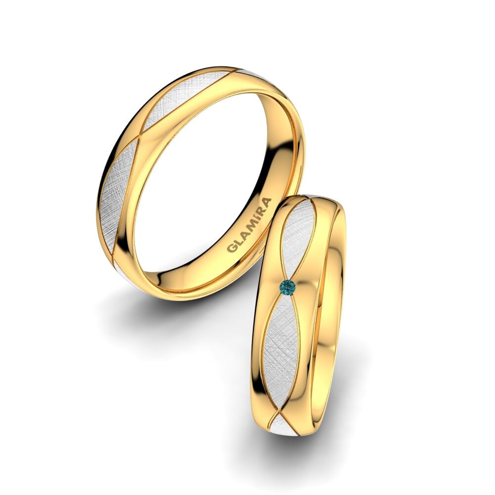 white_yellow-375 Diamante Azul Anel de Casamento Bright Miracle 5 mm