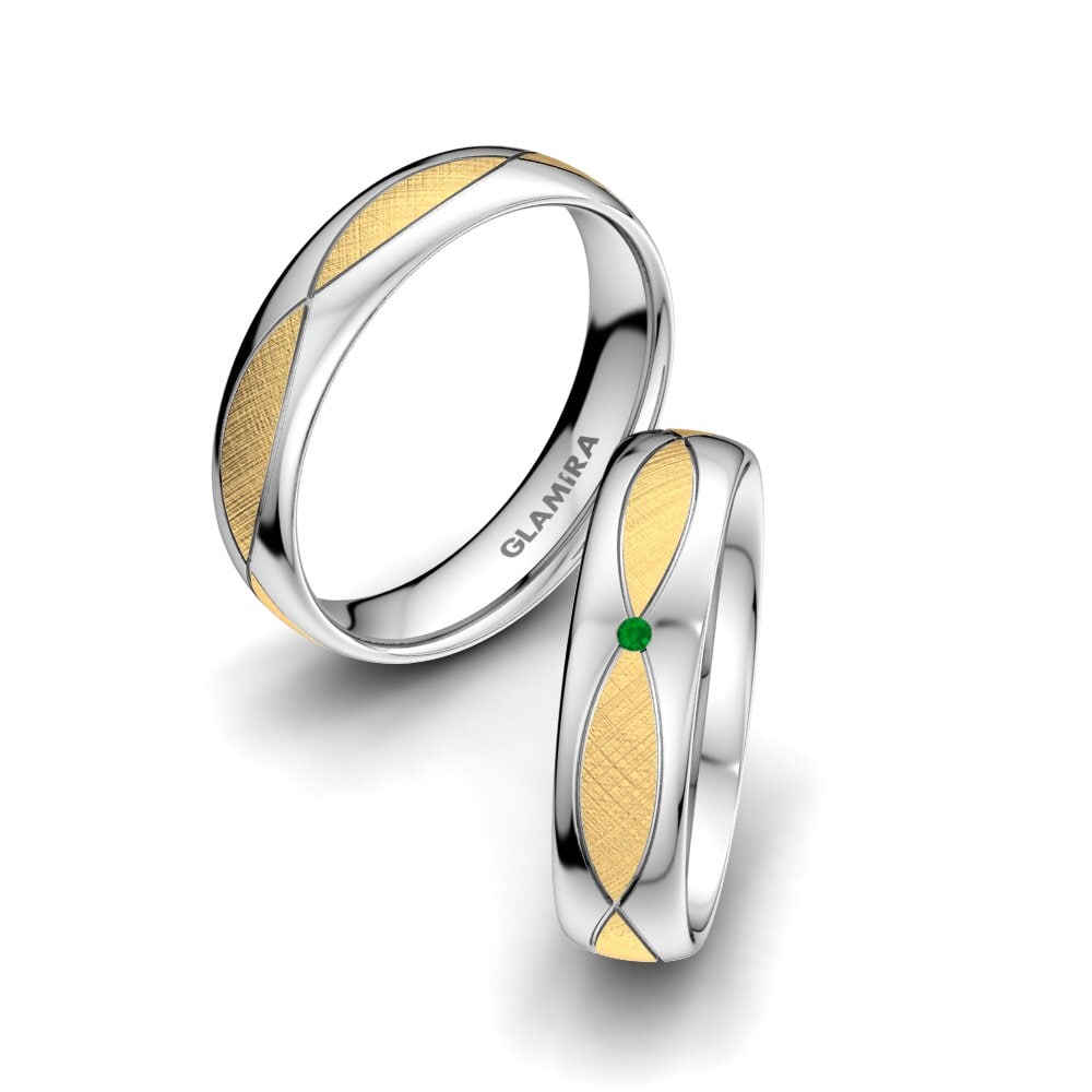 9k Oro Amarillo & Blanco Esmeralda Anillo de boda Bright Miracle 5 mm