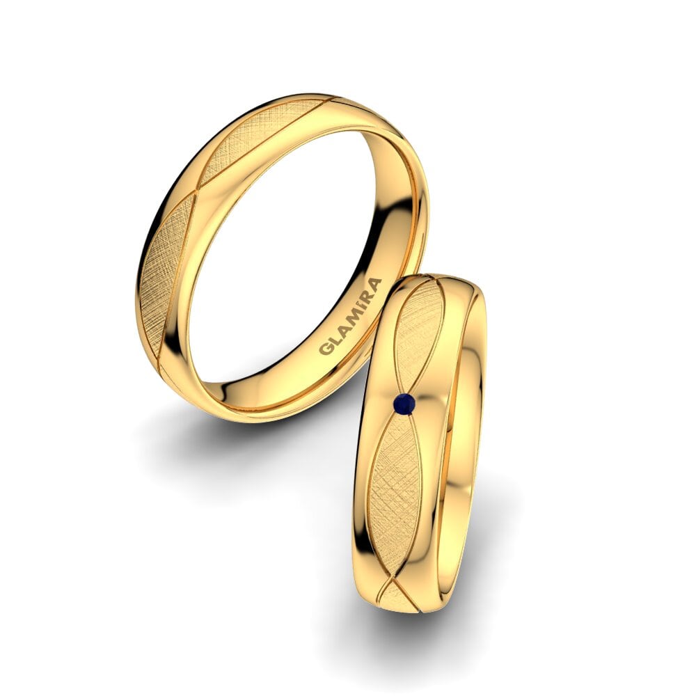 14ct Yellow Gold Sapphire Wedding Ring Bright Miracle 5 mm
