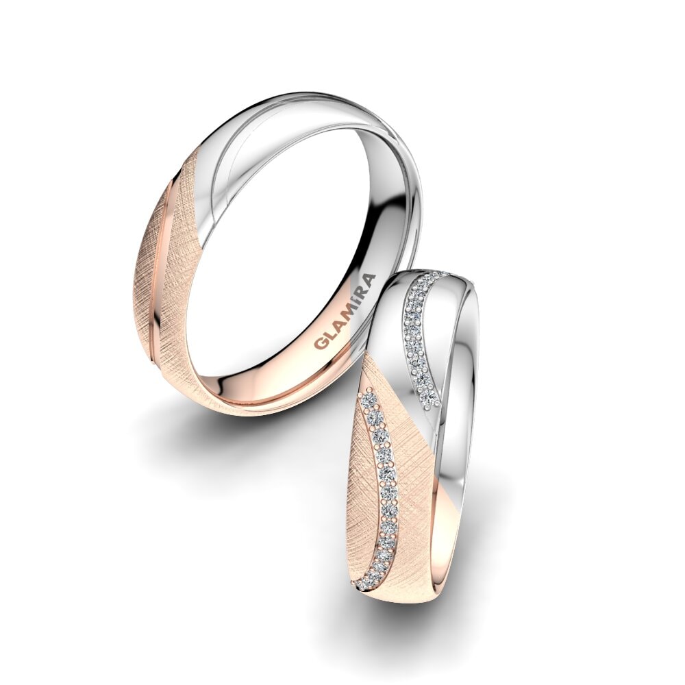 14ct Rose & White Gold Wedding Ring Glamour Kiss 5 mm