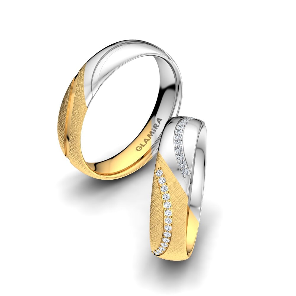 18k Yellow & White Gold Without Stone Wedding Ring Glamour Kiss 5 mm