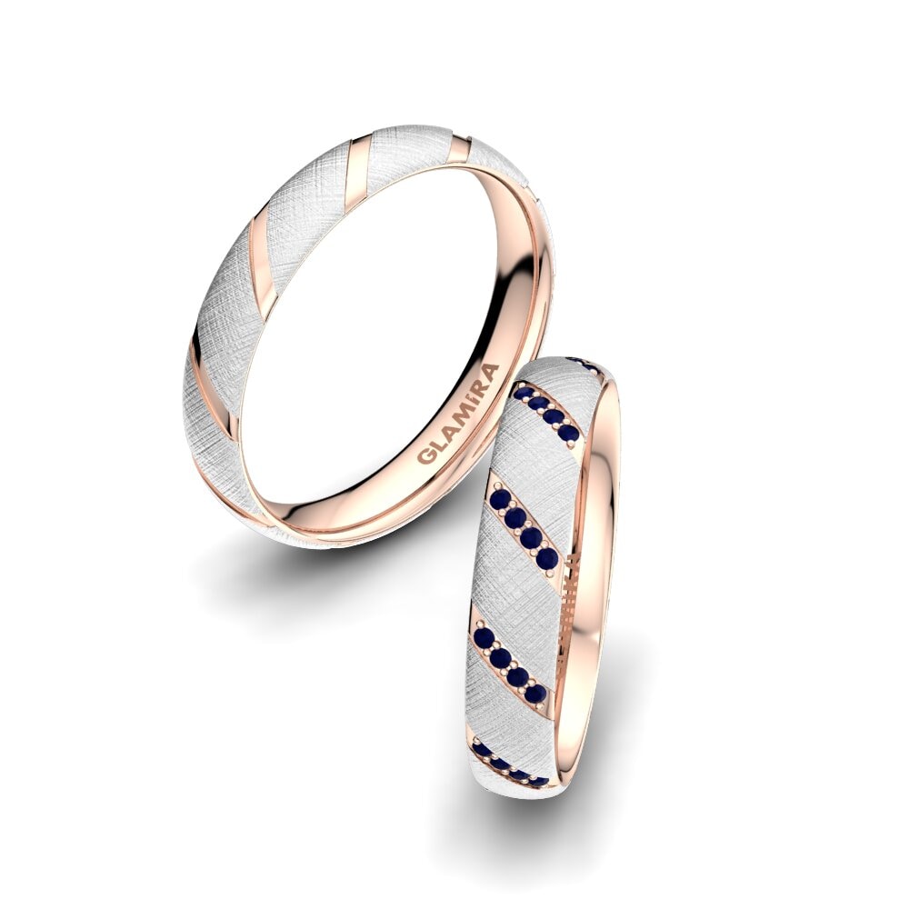9k Oro Blanco & Rosa Zafiro Anillo de boda Attractive Love 4 mm