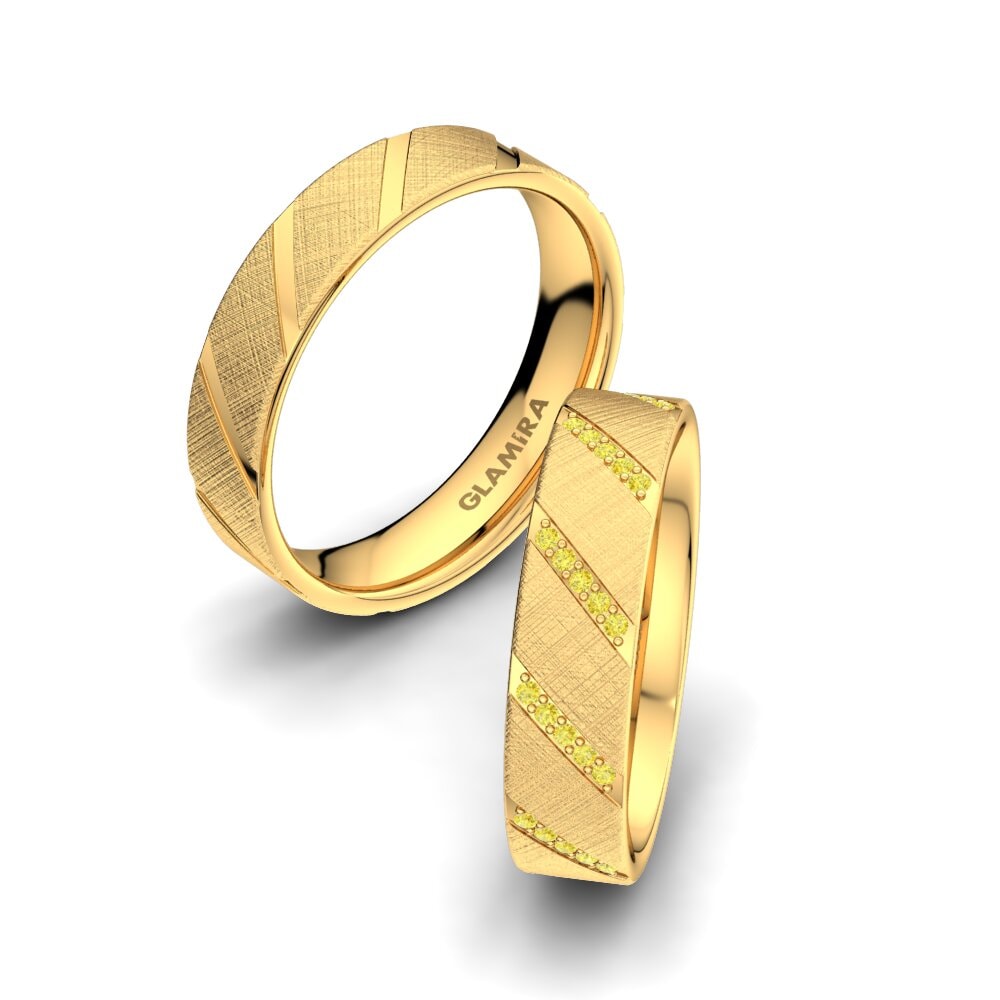 Yellow Sapphire Wedding Ring Attractive Love 5 mm