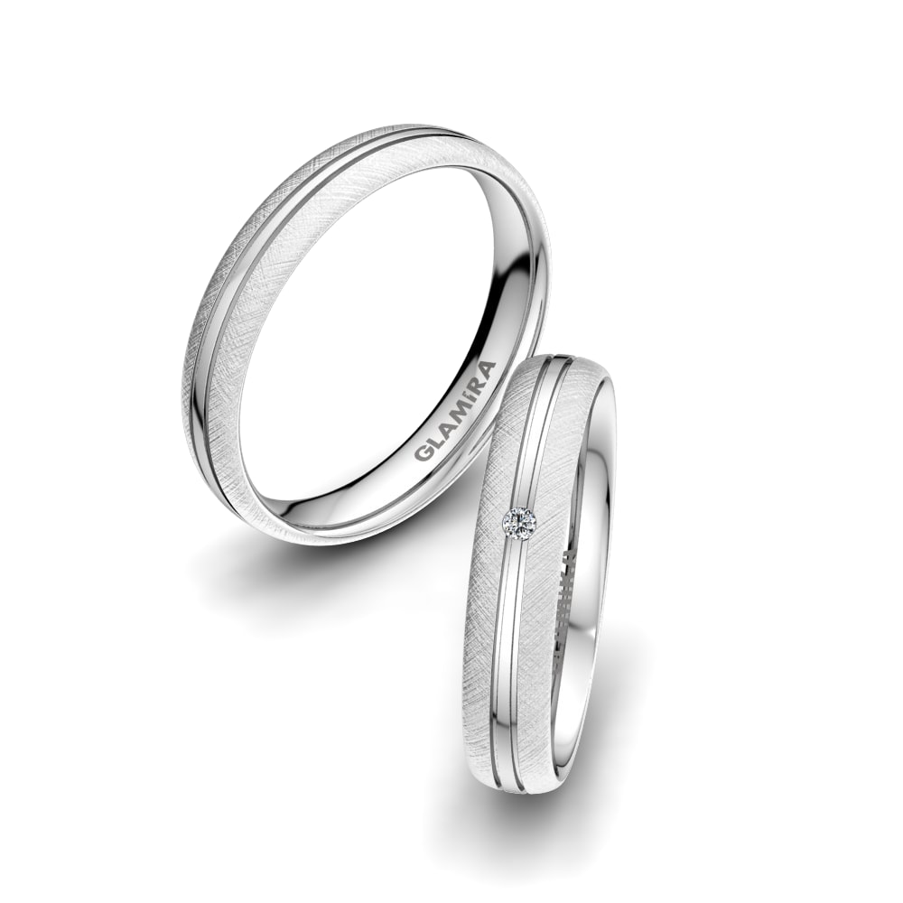 Simple Wedding Rings Exotic Serenity 4 mm 585 White Gold Zirconia