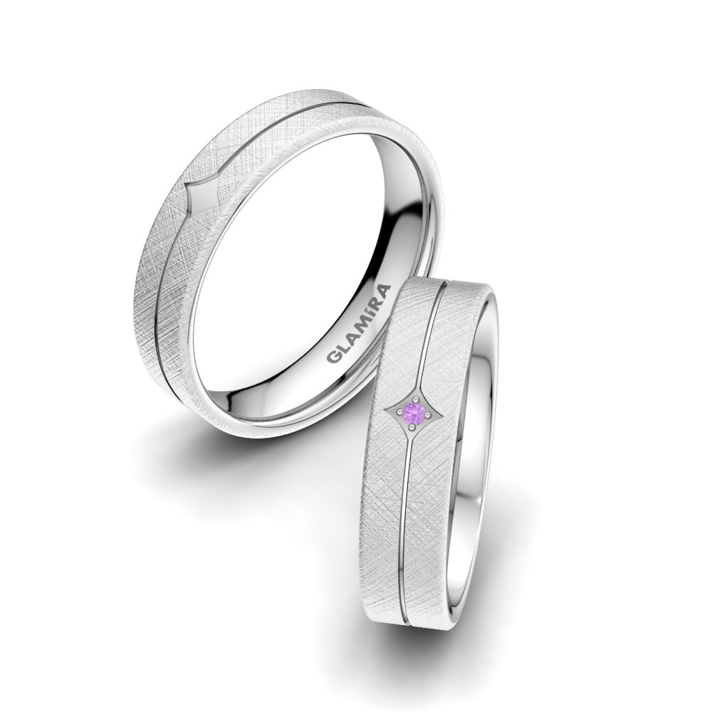 Simple Amethyst Wedding Rings