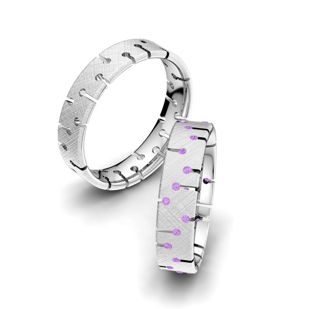 Fancy Amethyst Wedding Rings