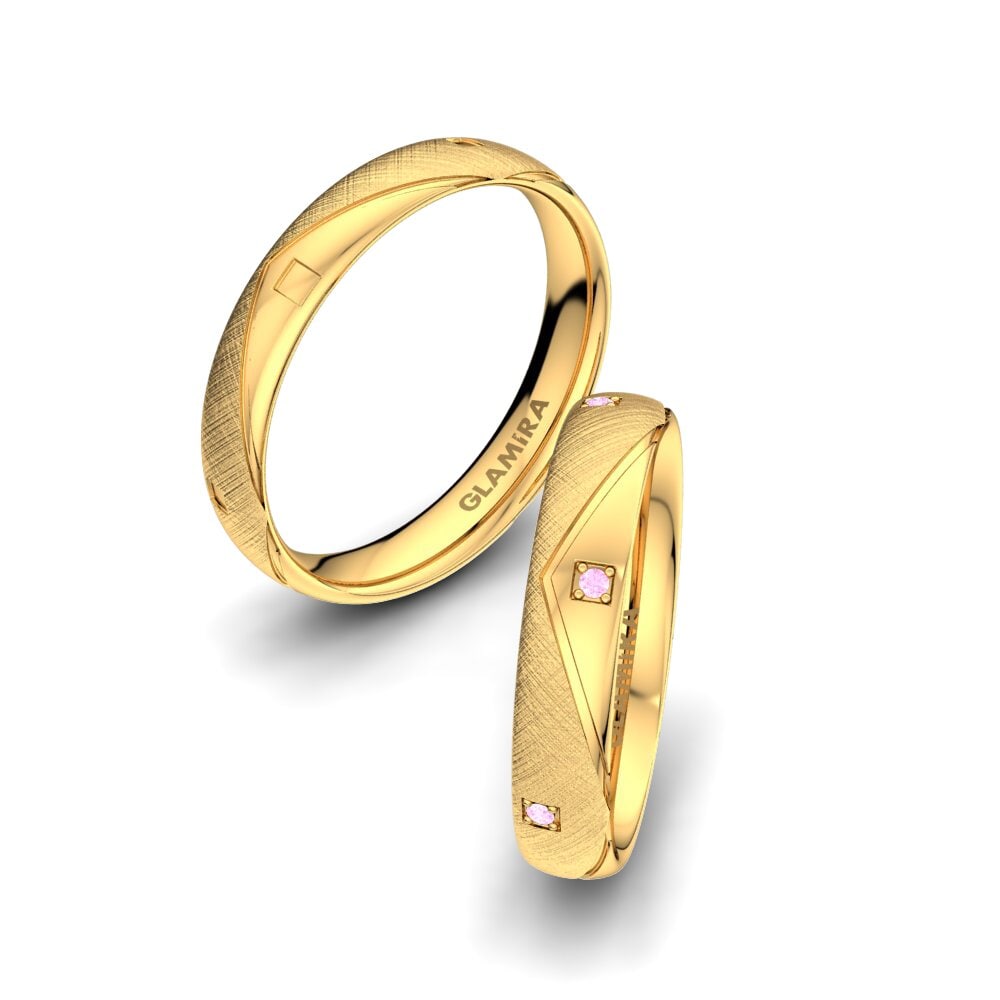 14ct Yellow Gold Pink Sapphire Wedding Ring Angels Witness 4 mm