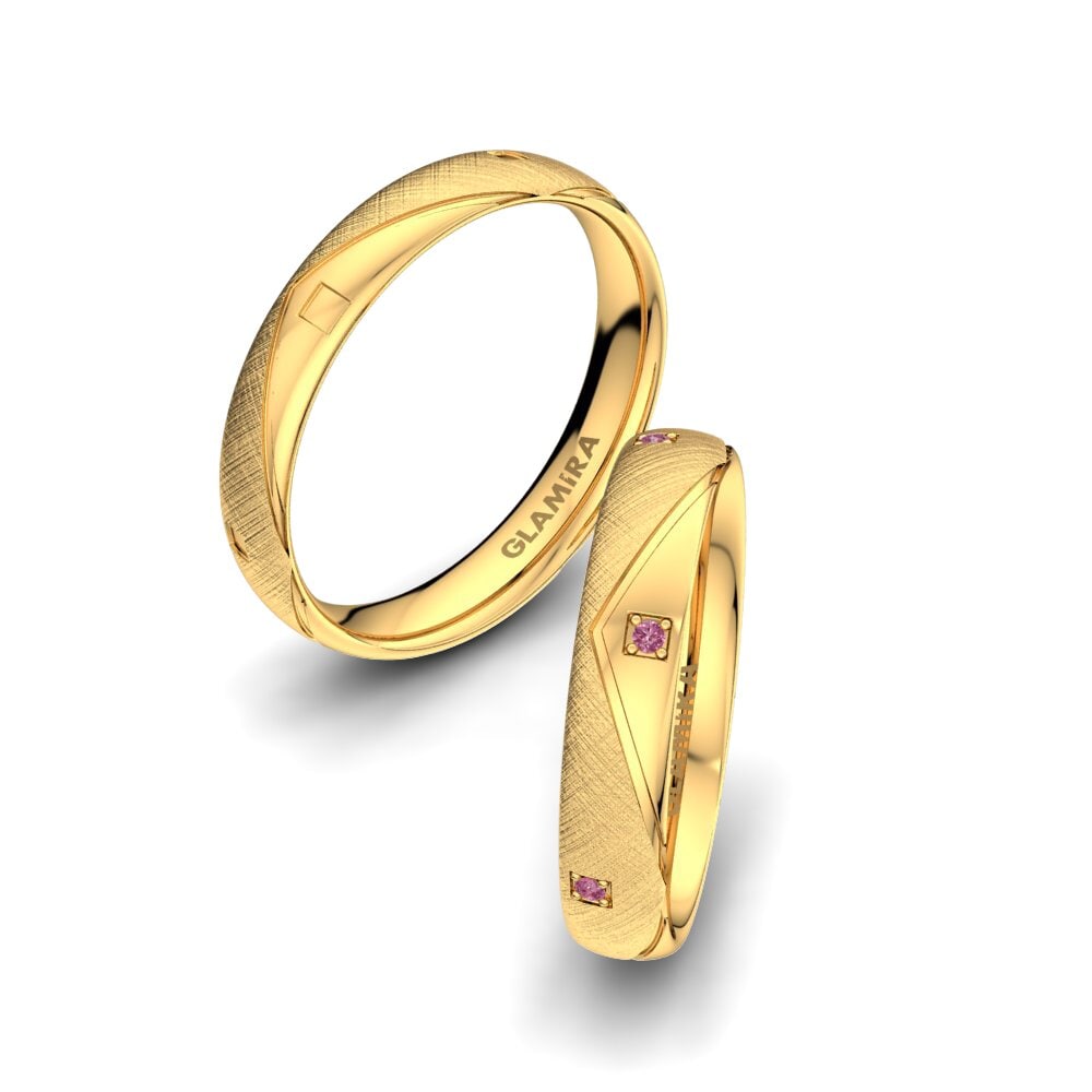 14ct Yellow Gold Rhodolite Garnet Wedding Ring Angels Witness 4 mm