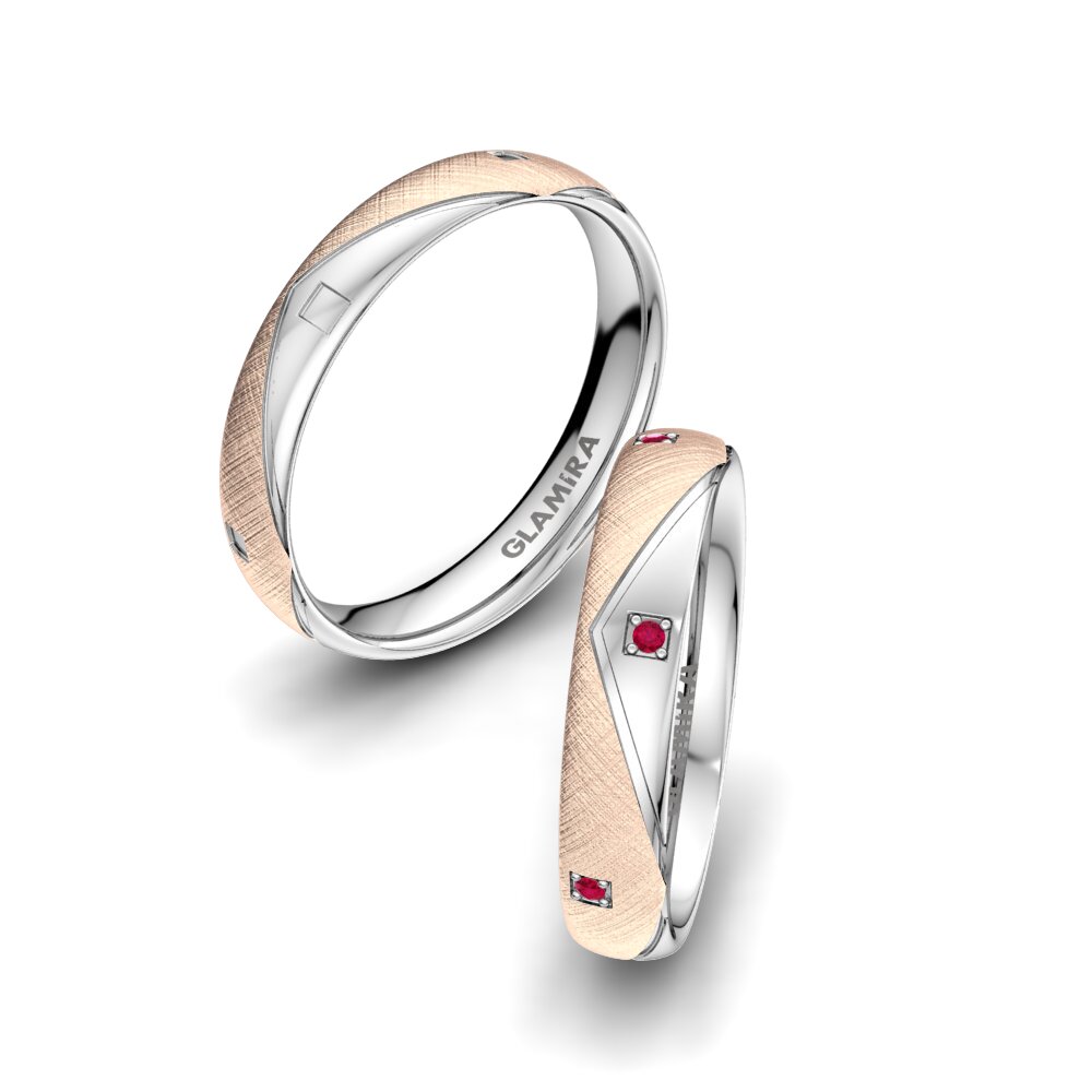 18K Rood & Wit Goud Robijn Trouwring Angels Witness 4 mm