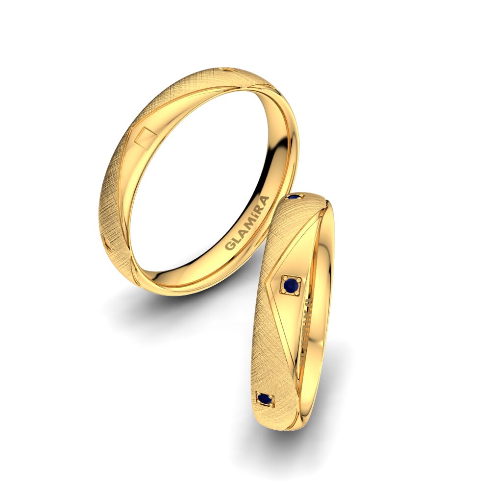 14ct Yellow Gold Sapphire Wedding Ring Angels Witness 4 mm
