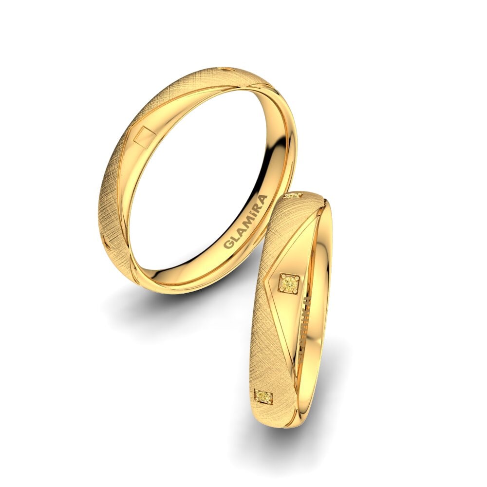 14ct Yellow Gold Yellow Diamond Wedding Ring Angels Witness 4 mm
