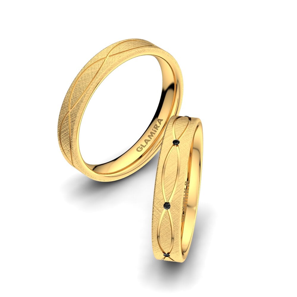 Ónix Negro Anillo de boda Alluring Swing 4 mm