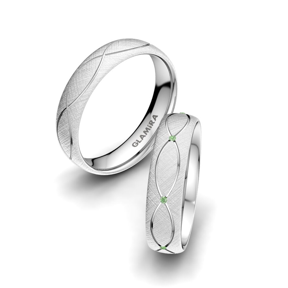 Green Diamond Wedding Ring Alluring Swing 5 mm