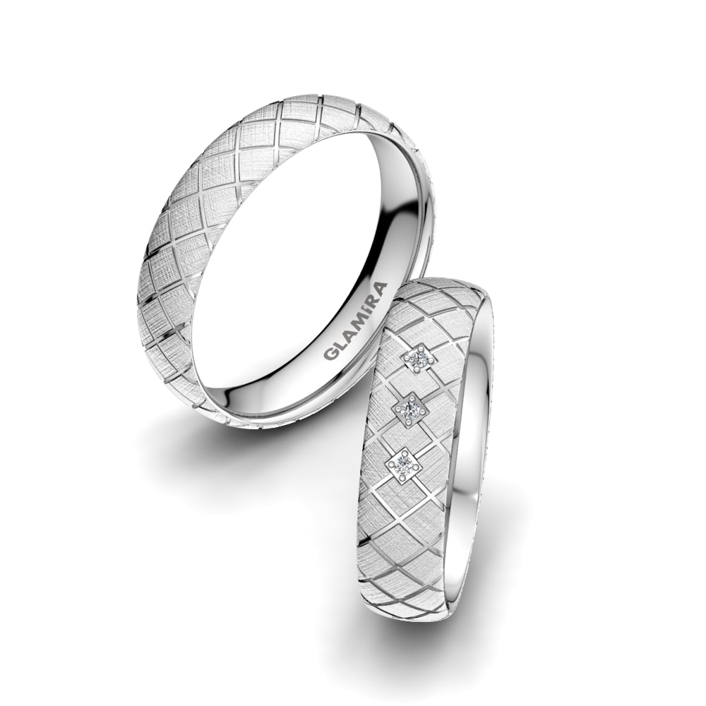 Exclusive White Silver Wedding Rings