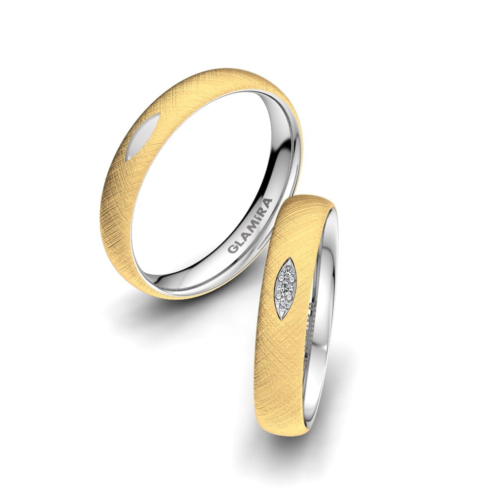 14k Yellow & White Gold Wedding Ring Adore Dance 4 mm