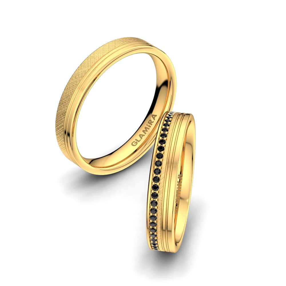 Zafiro negro Anillo de boda Adore Line 4 mm