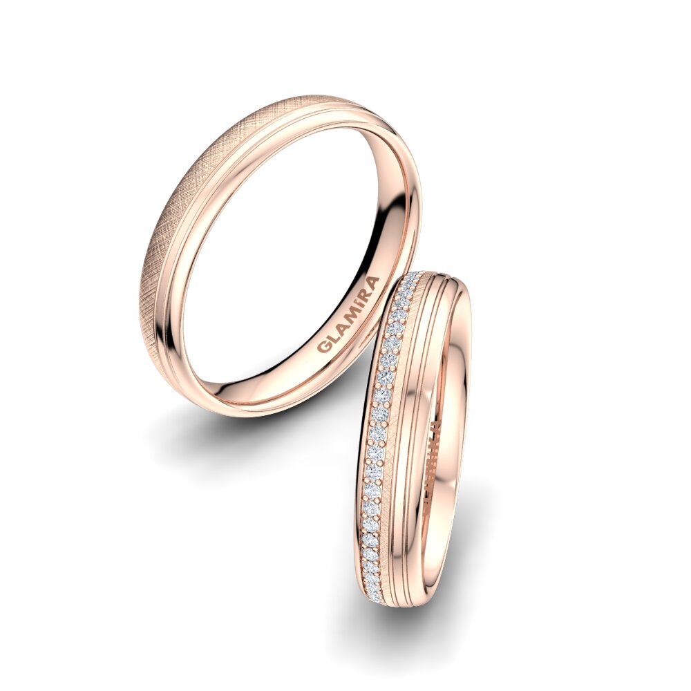 Or rose 14k Diamant Bague de Mariage Adore Line 4 mm