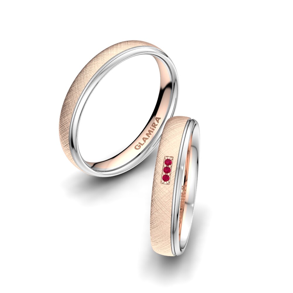 18K Rood & Wit Goud Robijn Trouwring Alluring Step 4 mm
